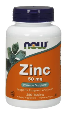 NOW Supplements Zinc 50 mg - 250 Tablets
