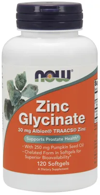 NOW Supplements Zinc Glycinate - 120 Softgels
