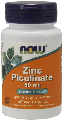 NOW Supplements Zinc Picolinate 50 mg - 60 Veg Capsules