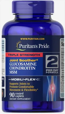 Puritan's Pride Triple Strength Glucosamine, Chondroitin & MSM Joint Soother 90 Caplets